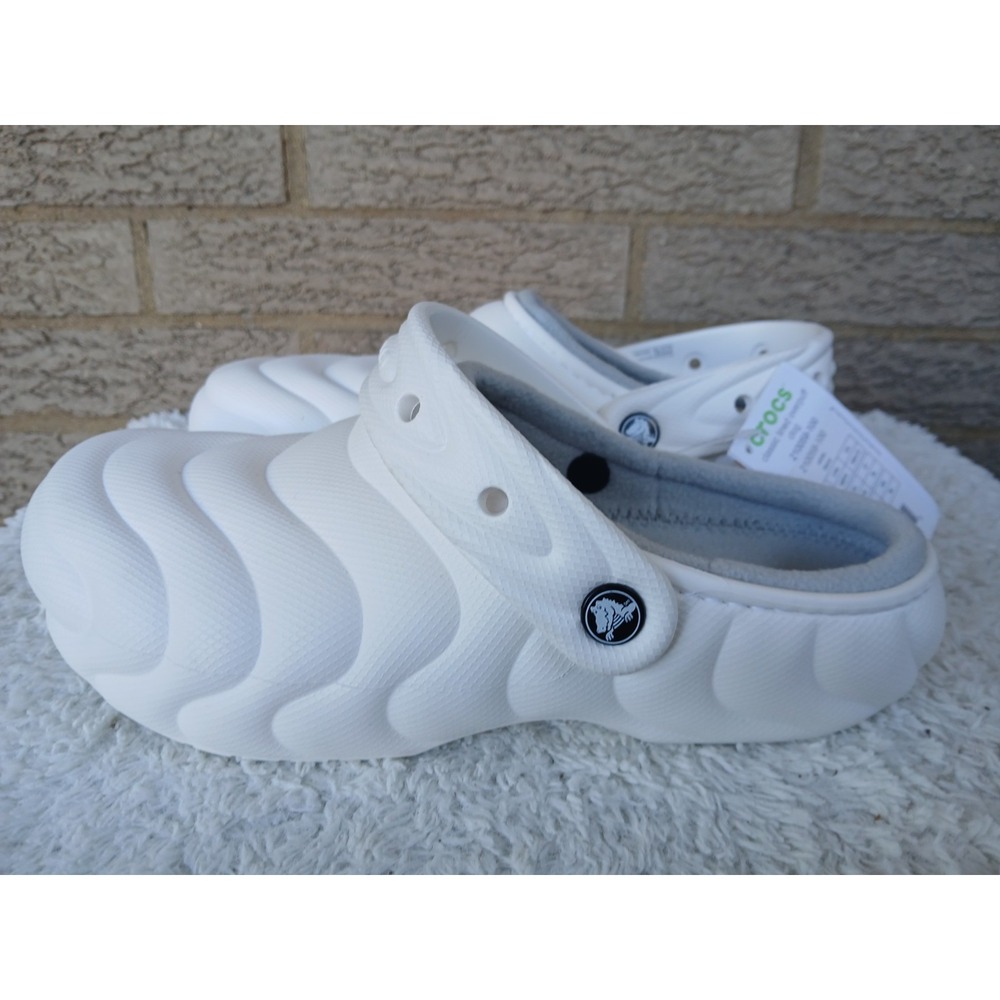 NWT Crocs White Lined Overpuff Clogs Sz Men's 8 Women's 10